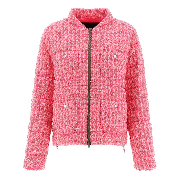 Herno Boucle Jacket, Camel/Neon Pink
